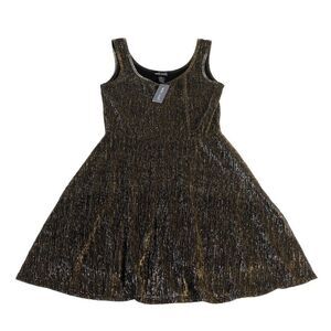 Wet Seal Dress Womens Medium Gold Metallic Fit & Flare Mini Lined Y2K‎ Party NWT